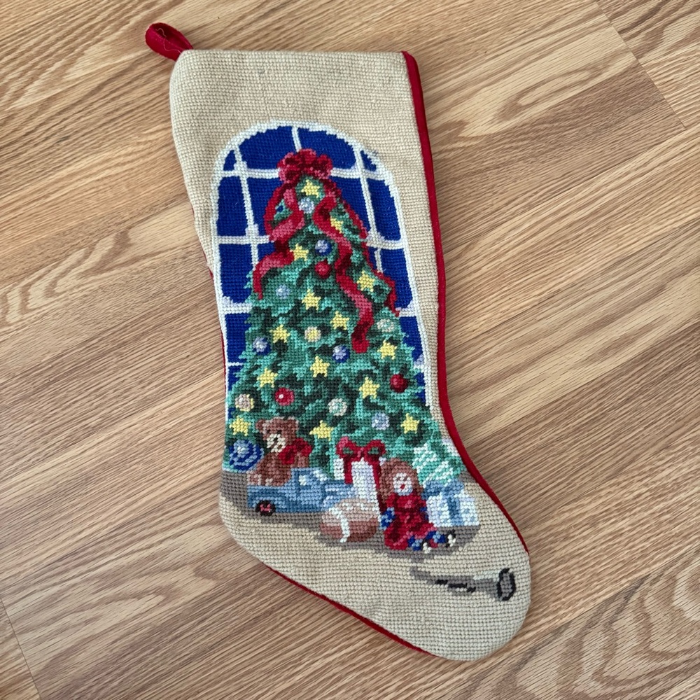 Festive Christmas Stocking with Tree Design